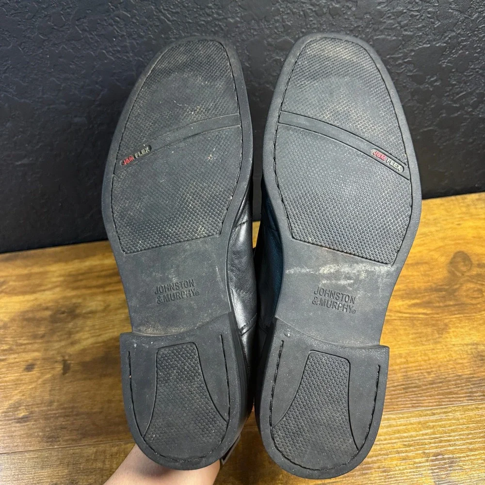 Johnston‎ & Murphy Melton Black Leather Bicycle Toe Derby Shoes Mens 12